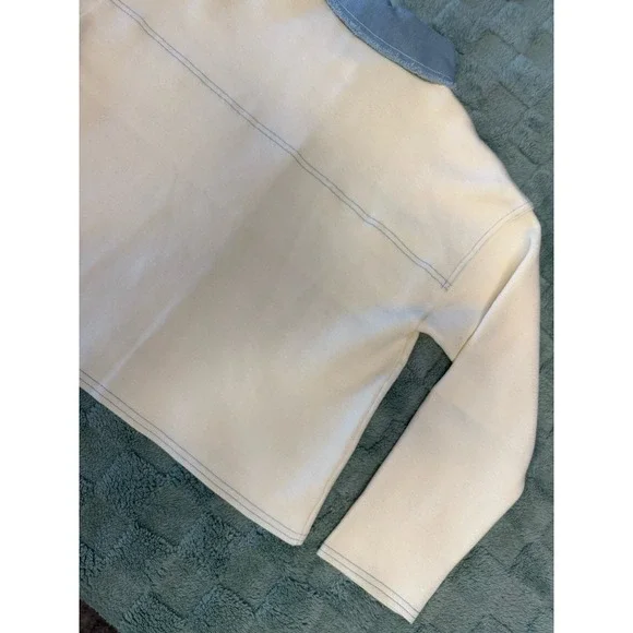 NWT Nanette Lepore Denim Dual Cardigan Jacket Ecru White Blue Womens Size Medium - Picture 7 of 12